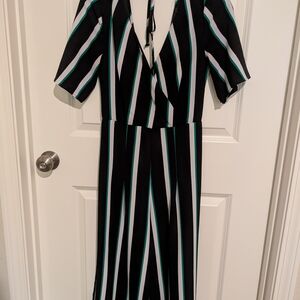 Black and White Striped Jumpsuit